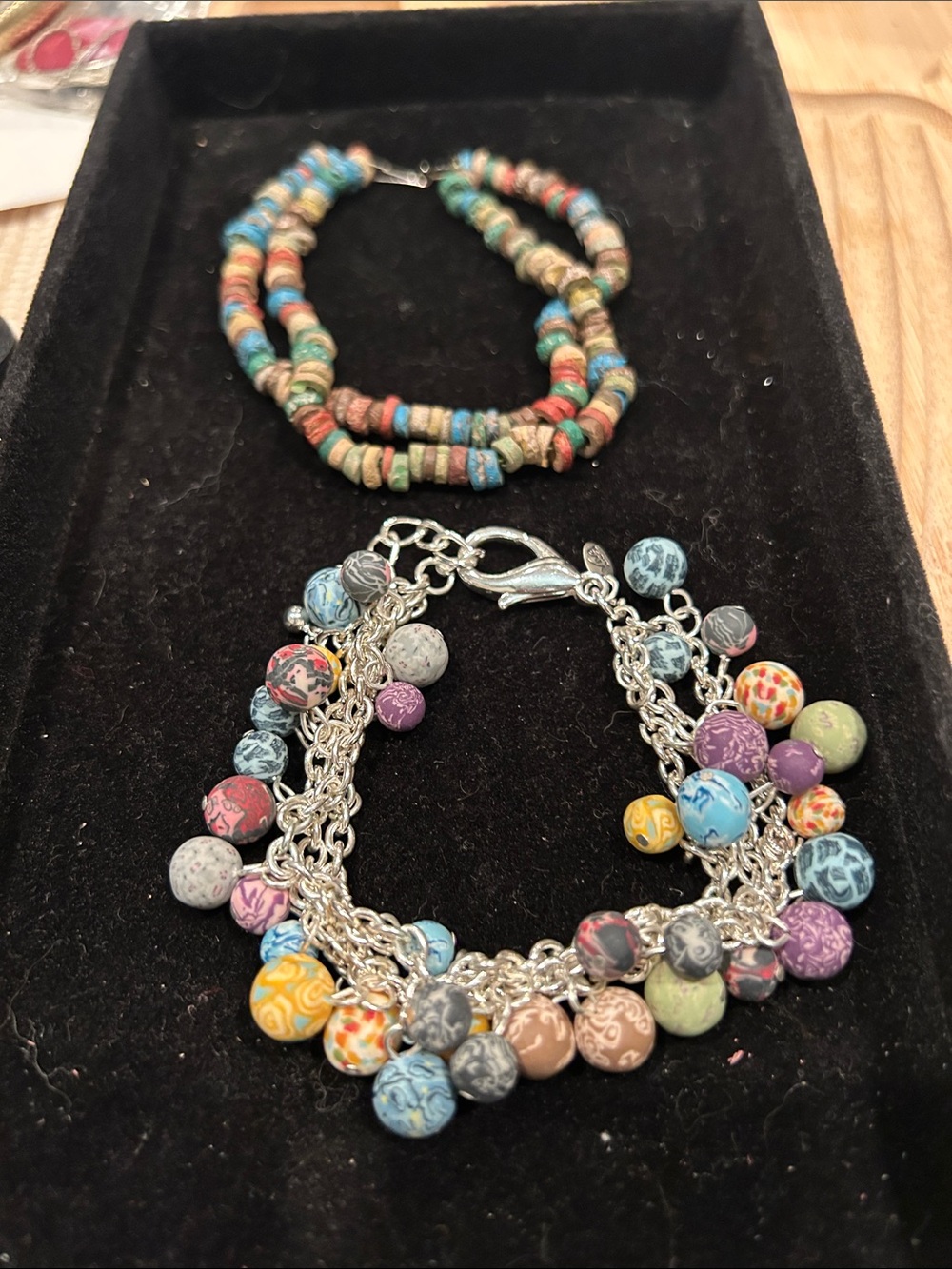 Vintage Viva bead multicolor Charm Bracelet and Necklace Set - Women's Jewelry